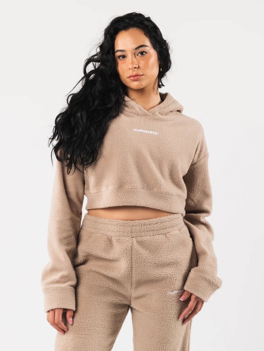 Alphalete King Crop Hoodie, Color Shade Linen Size L